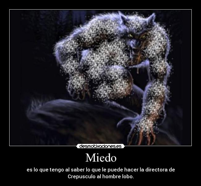Miedo - es lo que tengo al saber lo que le puede hacer la directora de
Crepusculo al hombre lobo.
