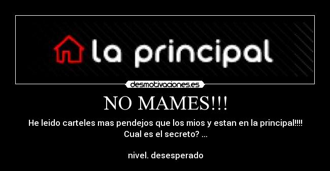 NO MAMES!!! - He leido carteles mas pendejos que los mios y estan en la principal!!!!
Cual es el secreto? ...

nivel. desesperado