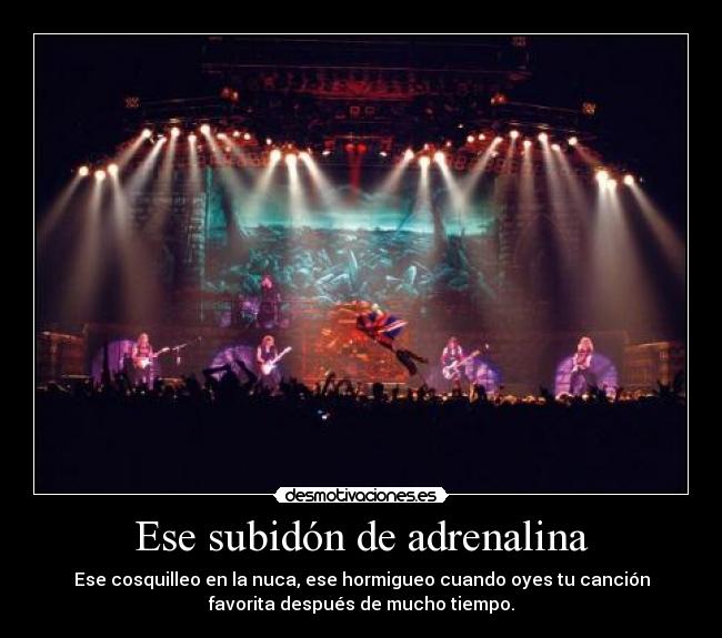 Ese subidón de adrenalina - Ese cosquilleo en la nuca, ese hormigueo cuando oyes tu canción
favorita después de mucho tiempo.