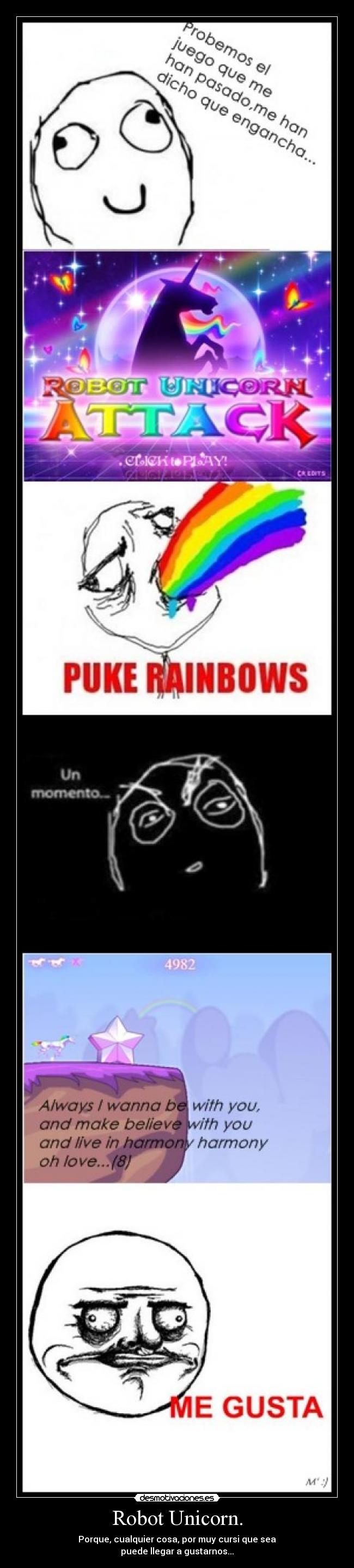 carteles gusta puke rainbows desmotivaciones