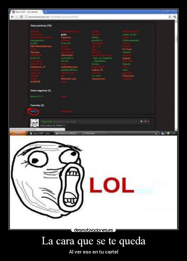 La cara que se te queda - Al ver eso en tu cartel