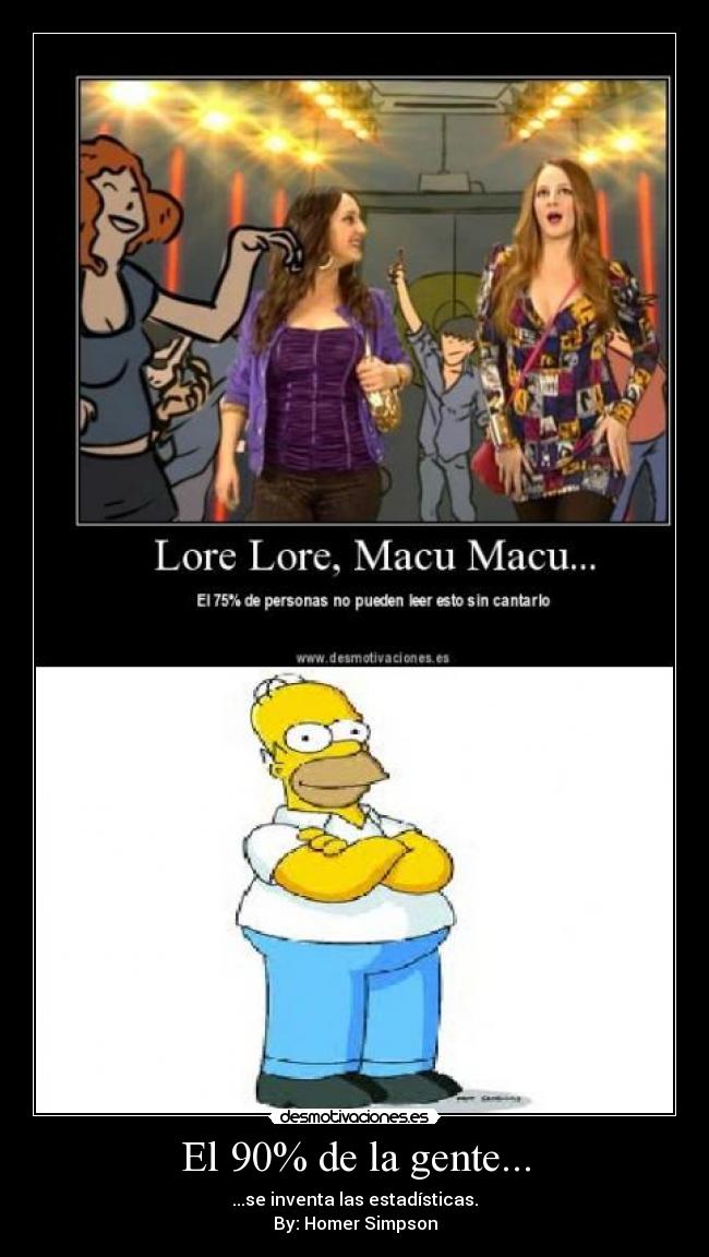 El 90% de la gente... - ...se inventa las estadísticas.
By: Homer Simpson