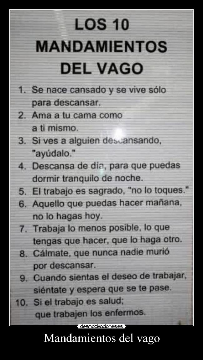 Mandamientos del vago - 