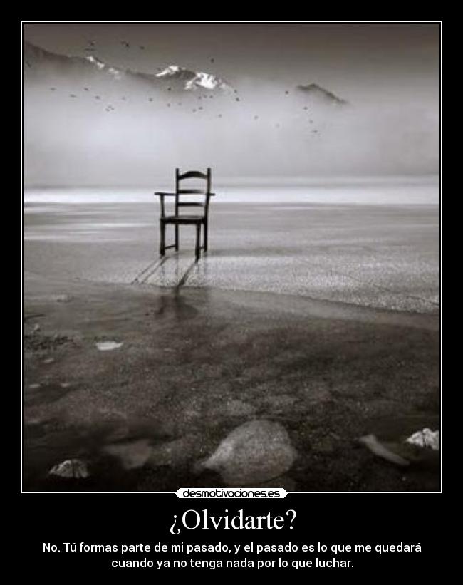 ¿Olvidarte? - No. Tú formas parte de mi pasado, y el pasado es lo que me quedará
cuando ya no tenga nada por lo que luchar.