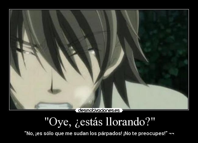 Oye, ¿estás llorando? - No, ¡es sólo que me sudan los párpados! ¡No te preocupes! ¬¬