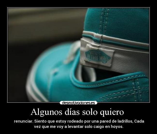 Algunos días solo quiero  -  renunciar. Siento que estoy rodeado por una pared de ladrillos, Cada
vez que me voy a levantar solo caigo en hoyos.