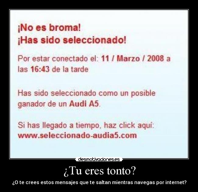 ¿Tu eres tonto? - ¿O te crees estos mensajes que te saltan mientras navegas por internet?