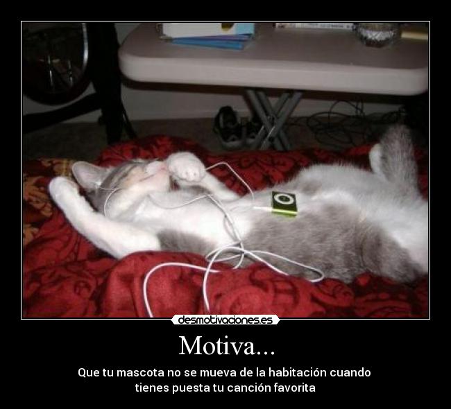 Motiva... - Que tu mascota no se mueva de la habitación cuando
tienes puesta tu canción favorita