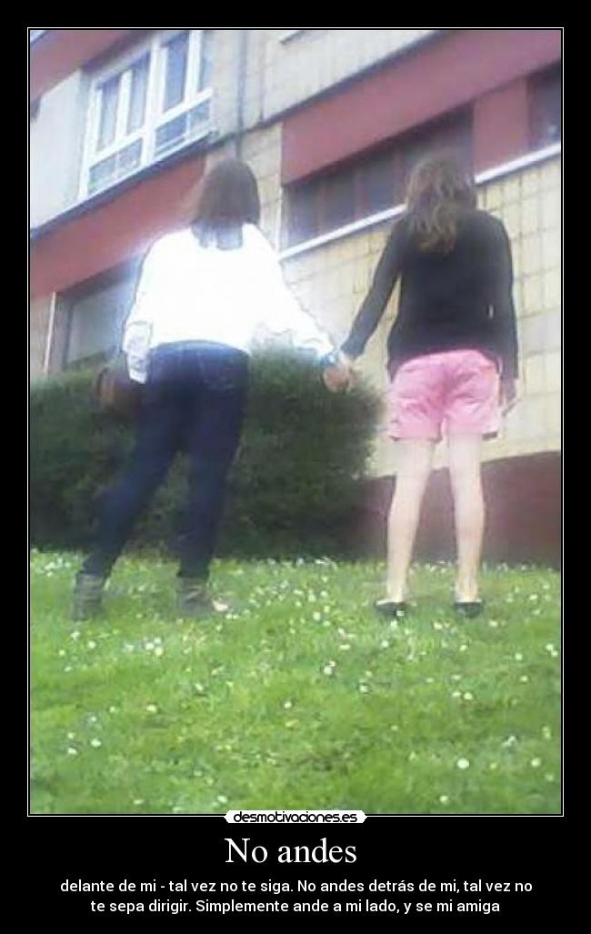 No andes - delante de mi - tal vez no te siga. No andes detrás de mi, tal vez no
te sepa dirigir. Simplemente ande a mi lado, y se mi amiga