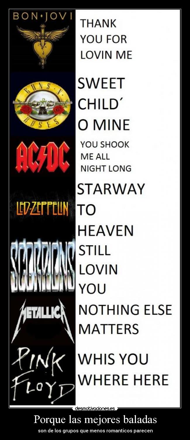 Porque las mejores baladas - son de los grupos que menos romanticos parecen