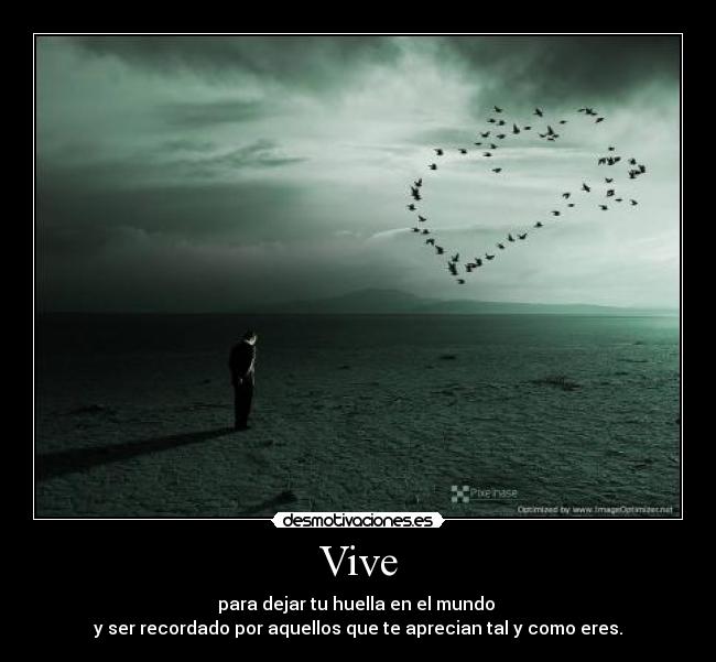 Vive - para dejar tu huella en el mundo 
y ser recordado por aquellos que te aprecian tal y como eres.