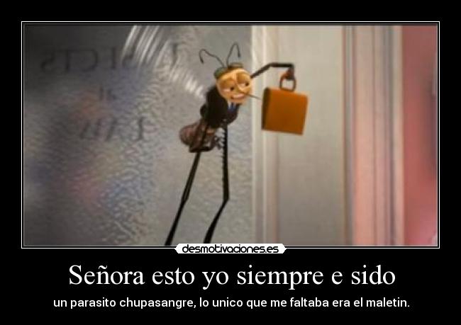 Señora esto yo siempre e sido - un parasito chupasangre, lo unico que me faltaba era el maletin.