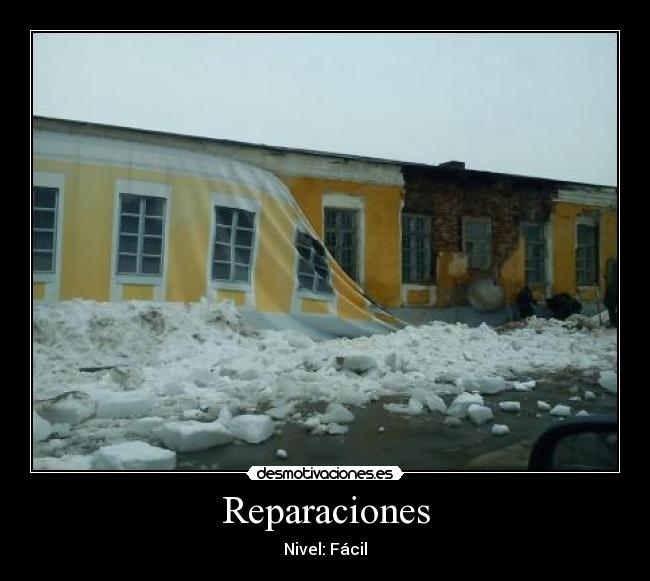 carteles edificio roto destruido reparacion rusia russia dificultad facil simple desmotivaciones