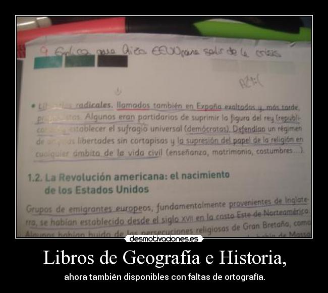 Libros de Geografía e Historia, - ahora también disponibles con faltas de ortografía.