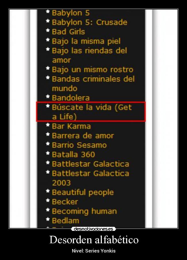 Desorden alfabético -