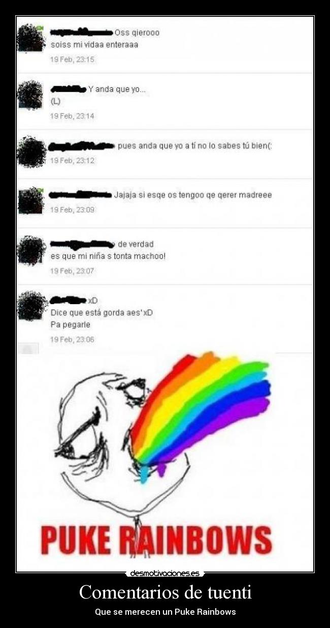 Comentarios de tuenti - Que se merecen un Puke Rainbows