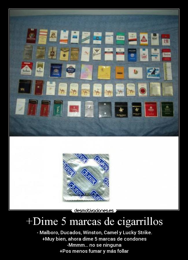 +Dime 5 marcas de cigarrillos - 