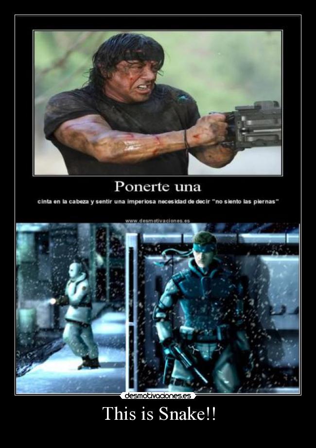 carteles snake metal gear bandana juego rambo disparar solid desmotivaciones