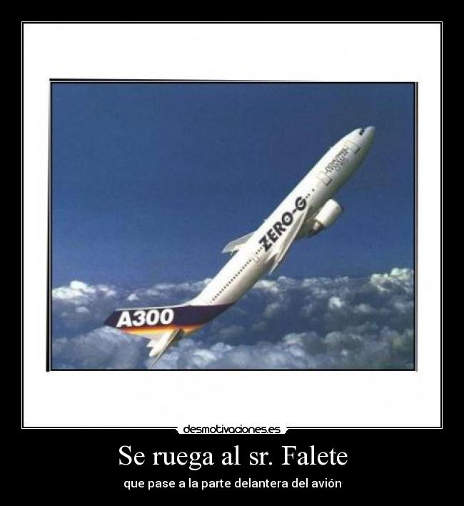 Se ruega al sr. Falete - que pase a la parte delantera del avión