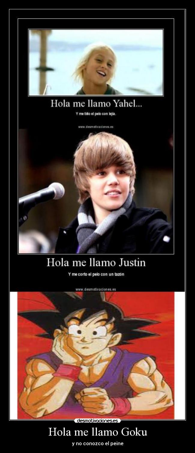 carteles goku justin peine pelo desmotivaciones