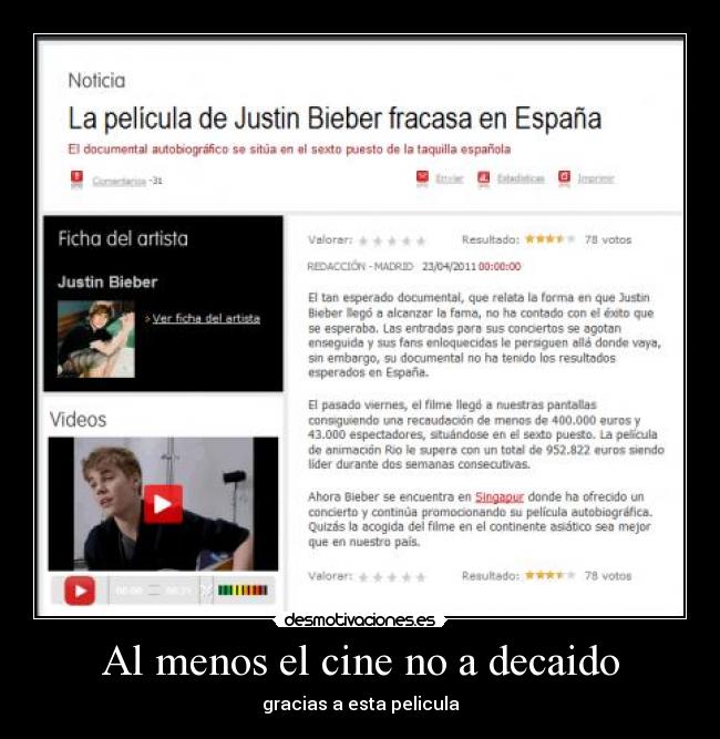 carteles cine justin bieber fracaso espana desmotivaciones