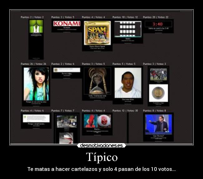 Típico - Te matas a hacer cartelazos y solo 4 pasan de los 10 votos...