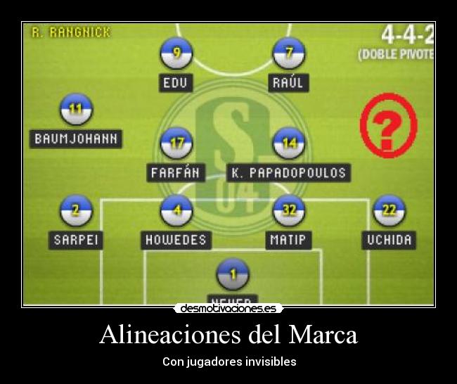 Alineaciones del Marca - Con jugadores invisibles