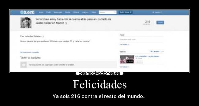 Felicidades - Ya sois 216 contra el resto del mundo...