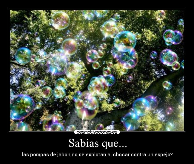 Sabias que... - las pompas de jabón no se explotan al chocar contra un espejo?