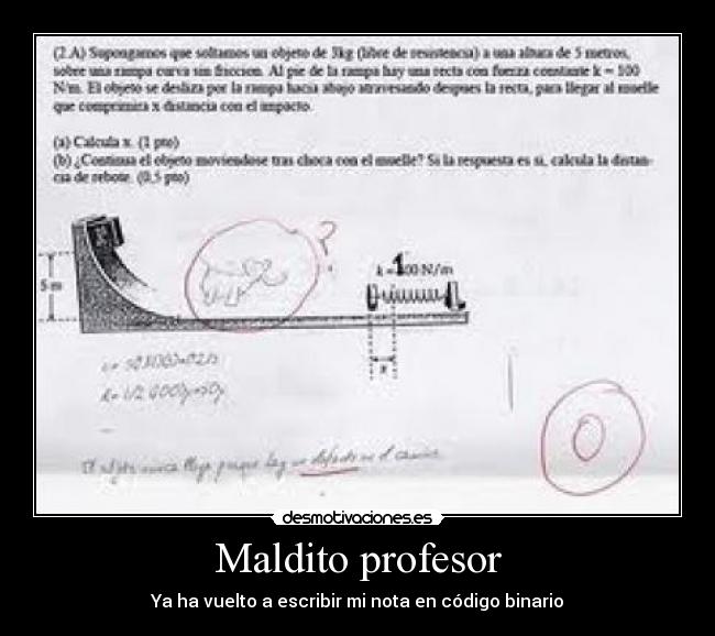 Maldito profesor - Ya ha vuelto a escribir mi nota en código binario