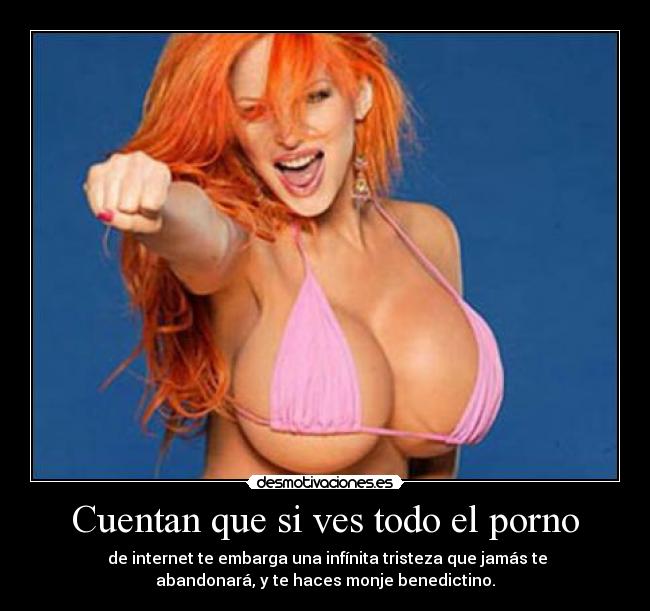 Cuentan que si ves todo el porno - de internet te embarga una infínita tristeza que jamás te
abandonará, y te haces monje benedictino.