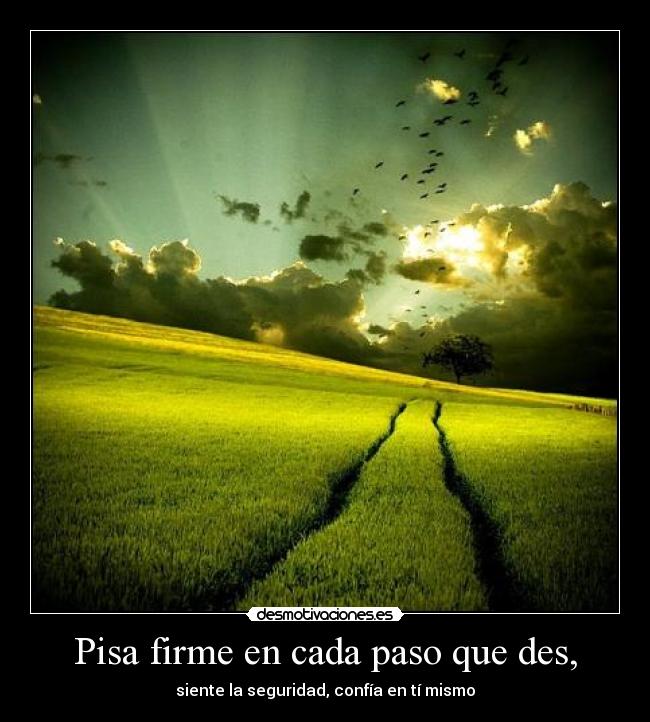 Pisa firme en cada paso que des, - siente la seguridad, confía en tí mismo