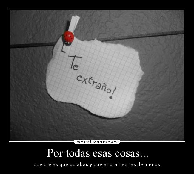 Por todas esas cosas... - que creías que odiabas y que ahora hechas de menos.