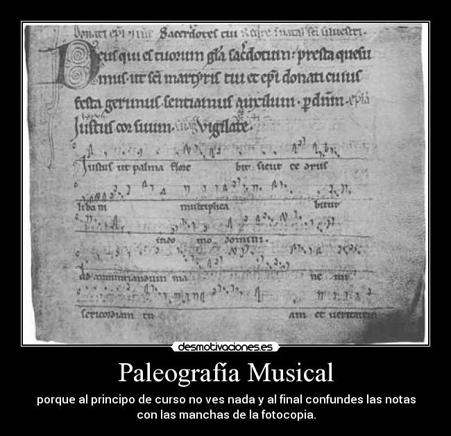 carteles paleografia musica musicologia notacion universidad partitura antigua facsimil desmotivaciones