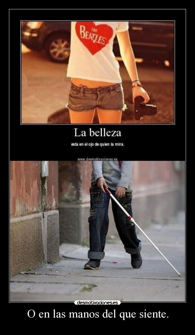 O en las manos del que siente. -