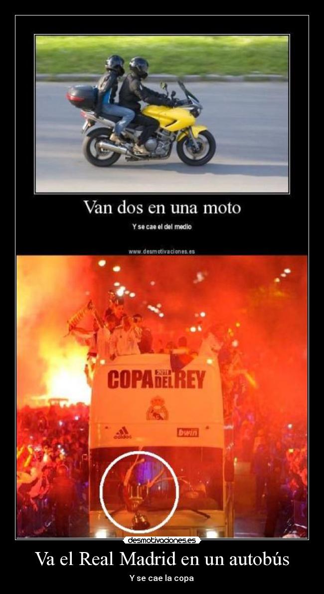 Va el Real Madrid en un autobús - Y se cae la copa
