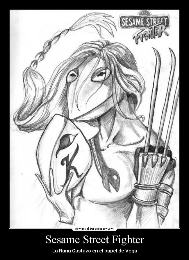 Sesame Street Fighter - La Rana Gustavo en el papel de Vega