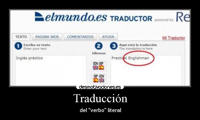 Traducción - del verbo literal