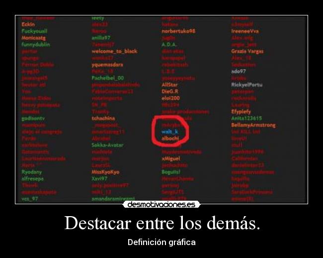 Destacar entre los demás. -