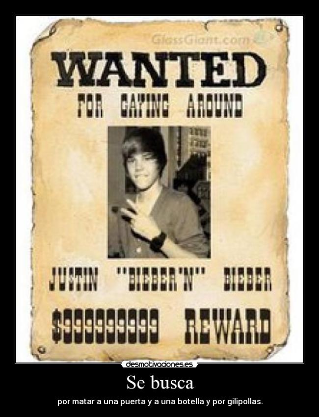 Se busca - por matar a una puerta y a una botella y por gilipollas.