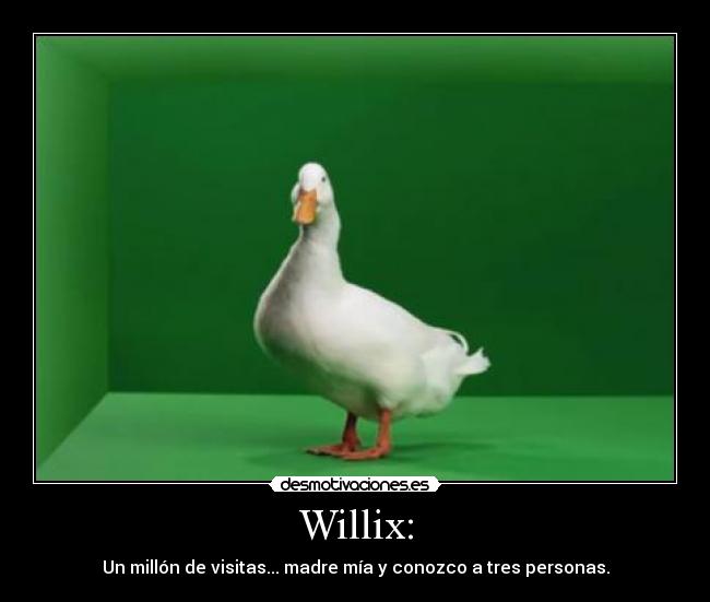 Willix: - Un millón de visitas... madre mía y conozco a tres personas.