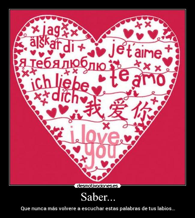Saber... - Que nunca más volvere a escuchar estas palabras de tus labios...