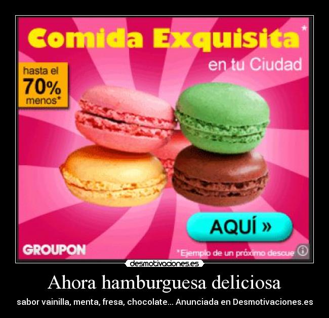 carteles hamburguesa vainilla fresa menta chocolate sabor deliciosa desmotivaciones