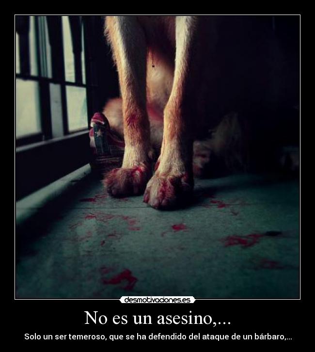 No es un asesino,... - Solo un ser temeroso, que se ha defendido del ataque de un bárbaro,...