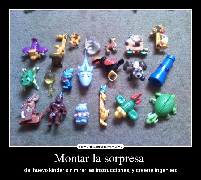 Montar la sorpresa - del huevo kinder sin mirar las instrucciones, y creerte ingeniero