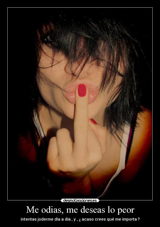 Me odias, me deseas lo peor - intentas joderme día a día , y , ¿ acaso crees qué me importa ?