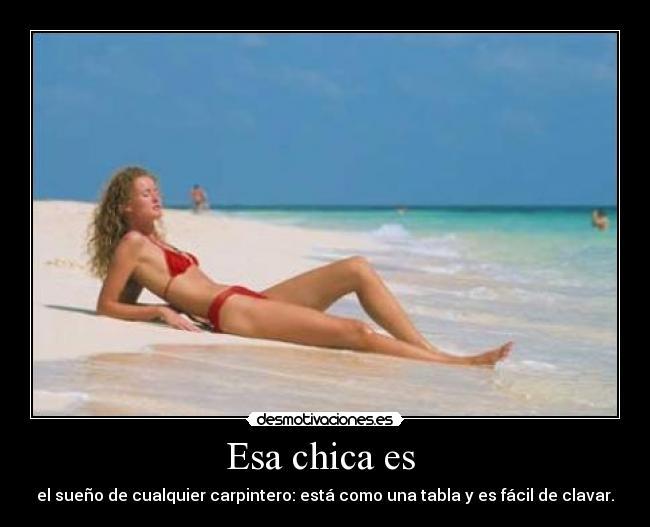 Esa chica es - el sueño de cualquier carpintero: está como una tabla y es fácil de clavar.