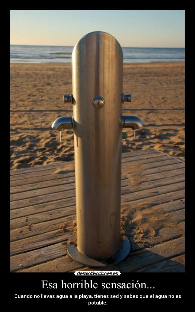 Esa horrible sensación... - Cuando no llevas agua a la playa, tienes sed y sabes que el agua no es potable.