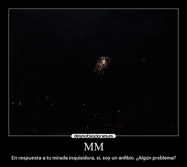 MM - En respuesta a tu mirada inquisidora, sí, soy un anfibio. ¿Algún problema?