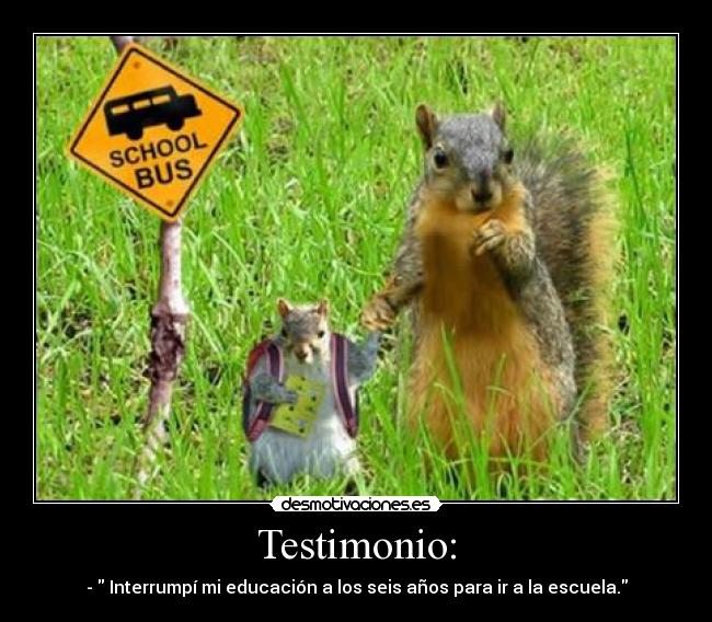 Testimonio: - - Interrumpí mi educación a los seis años para ir a la escuela.